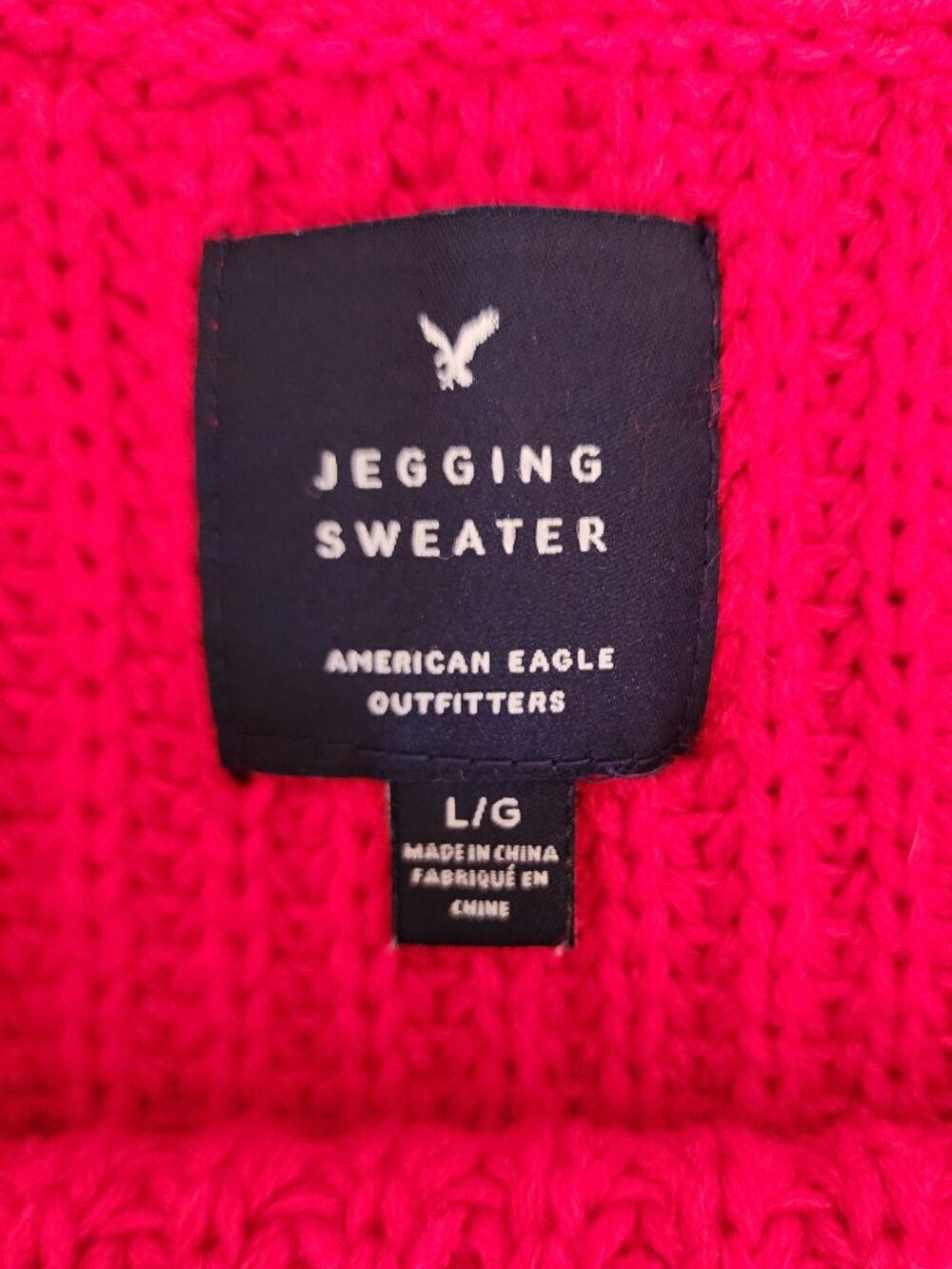 American Eagle Vintage Red Chunky Knit Jegging Sweater - Sz L - Picture 2 of 7